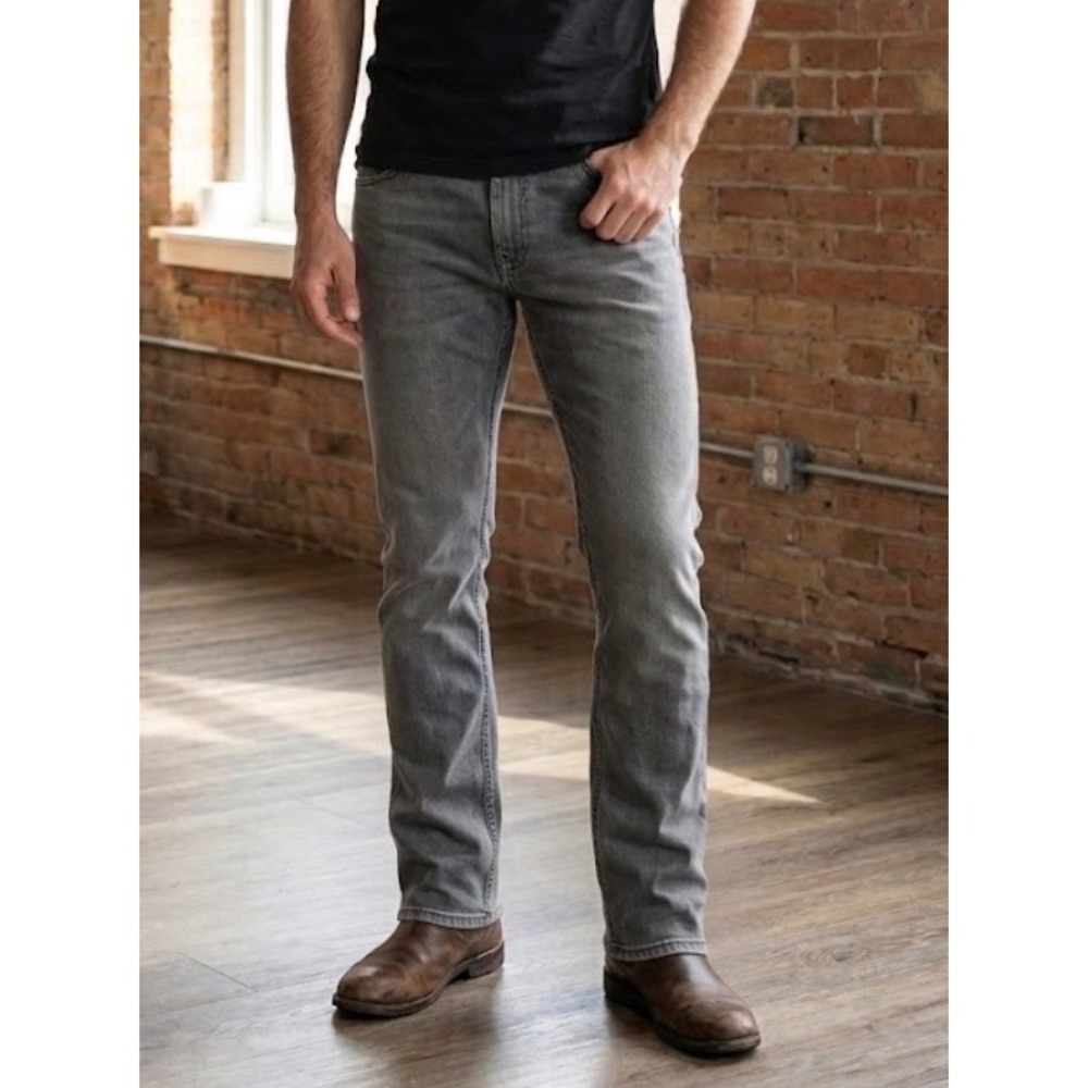 Banana Republic‎ Mens Straight Leg Jeans Faded Black Gray 38x32 Distressed Hem